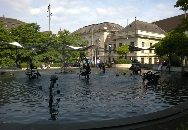 The Carnival Fountain next to the Theater Basel